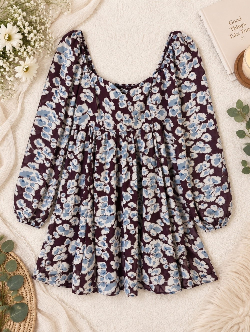 Abercrombie & Fitch Floral Dress Purple Blue Regular10